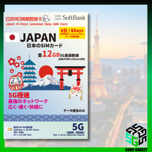Roamfree x 3HK 5G 日本8日12GB 無限上網數據卡