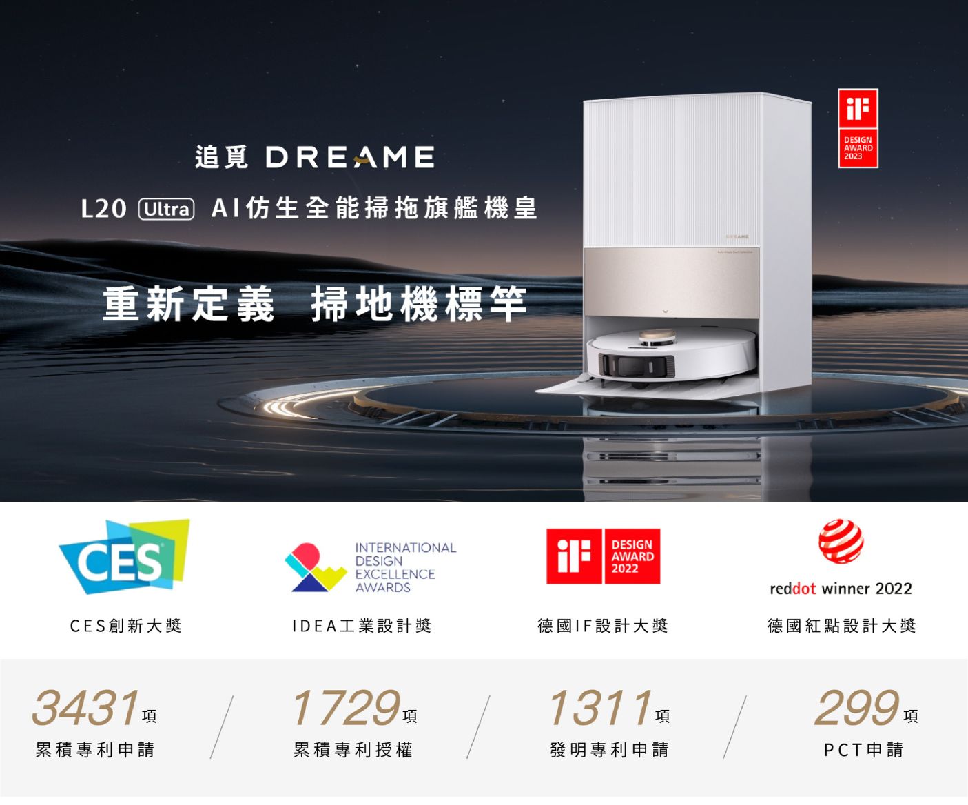 Chai Mi Dreame - L20 Ultra AI bionic all-round sweeping and mopping flagship machine | 7000PA suction power | The first automatic disassembly and assembly of mops | Yanbian cleaning with 0 dead spots | 58℃ hot water washable mops