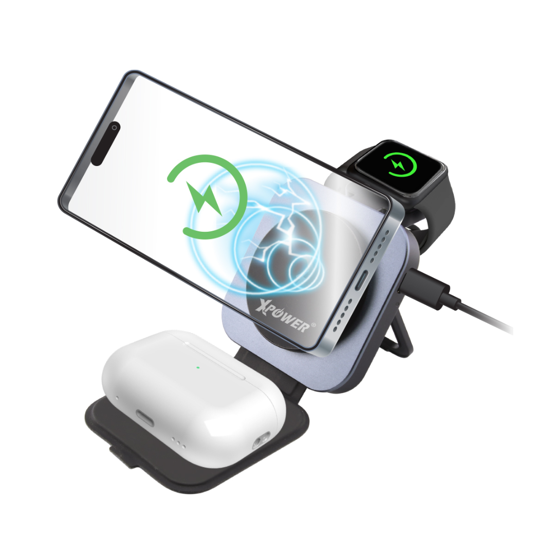 XPower 3合1 MagSafe 21W 無線充電座 WLM11QI2 - 全球最薄全港首款 QI2 - 香港行貨