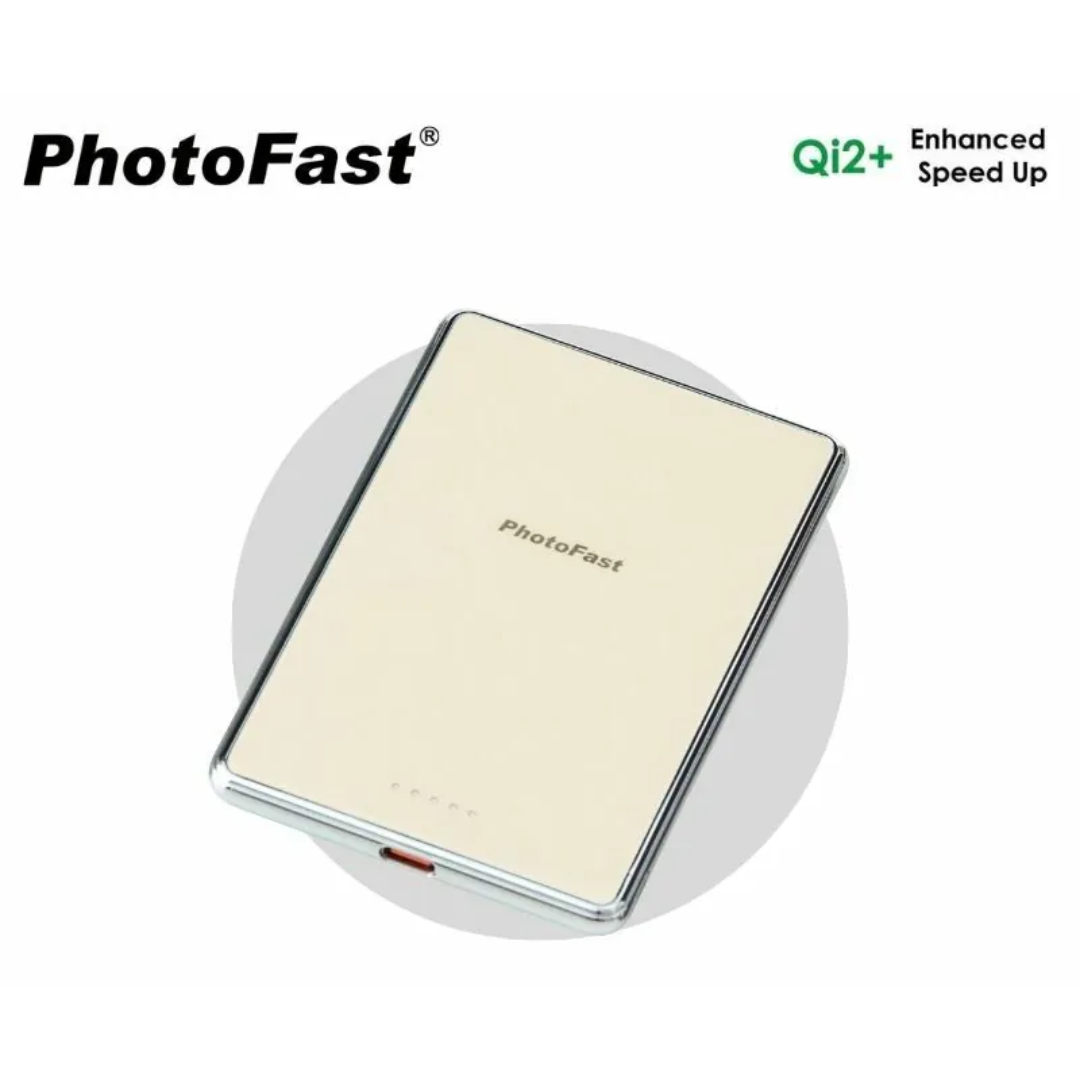 PhotoFast Mag Slim Qi2 磁吸無線行動電源 5000mAh｜極薄｜極快充｜鋼化玻璃主體