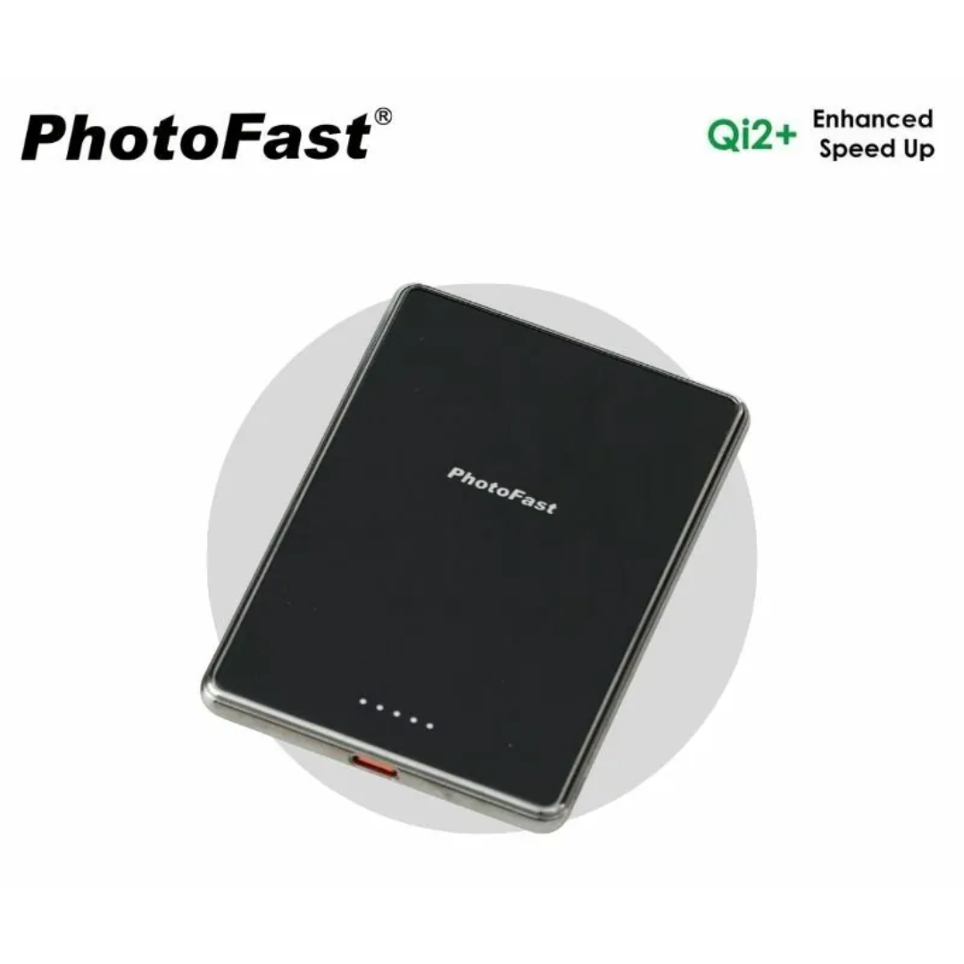PhotoFast Mag Slim Qi2 磁吸無線行動電源 5000mAh｜極薄｜極快充｜鋼化玻璃主體