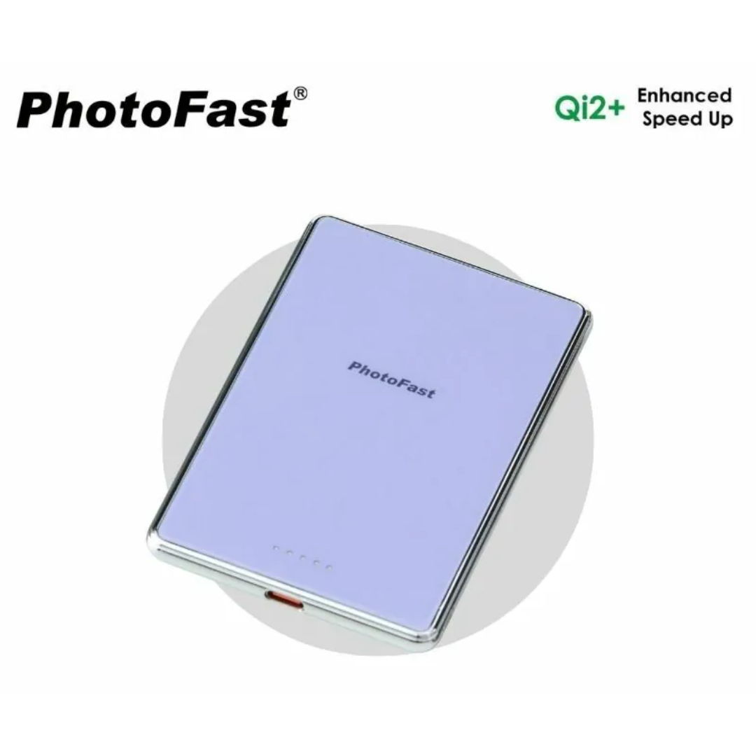 PhotoFast Mag Slim Qi2 磁吸無線行動電源 5000mAh｜極薄｜極快充｜鋼化玻璃主體