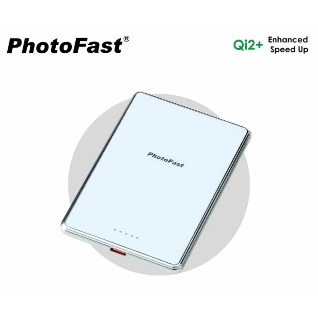 PhotoFast Mag Slim Qi2 磁吸無線行動電源 5000mAh｜極薄｜極快充｜鋼化玻璃主體
