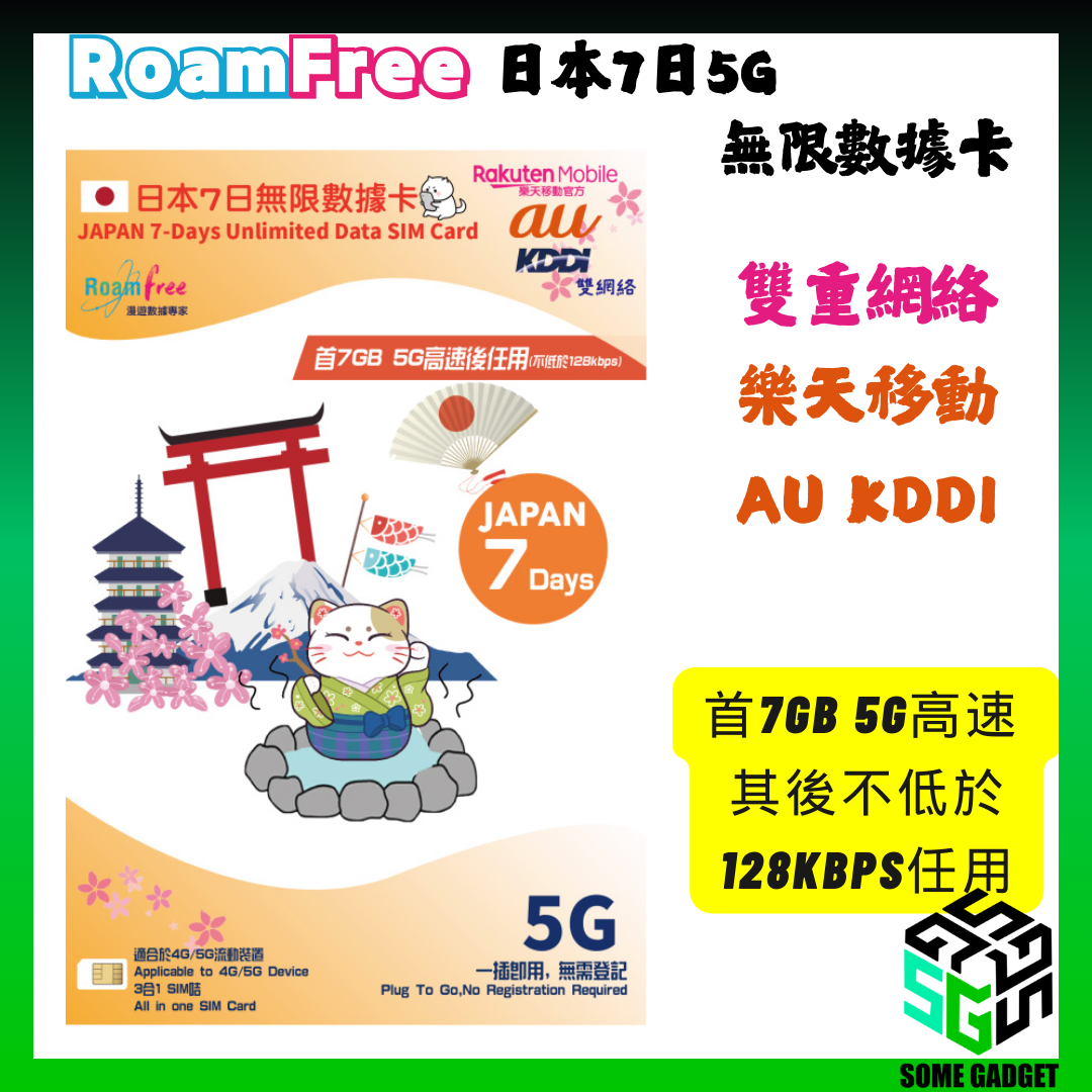Roamfree x Rakuten Mobile 5G 日本雙網絡 無限上網數據卡