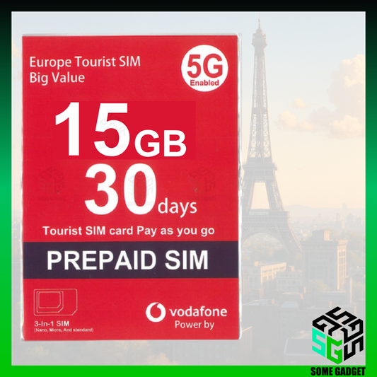 Vodafone 歐洲 30日 15GB 5G無限上網數據卡 - 覆蓋30個歐洲國家地區