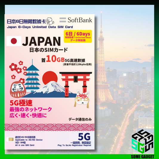 Roamfree x 3HK 5G 日本6日10GB 無限上網數據卡