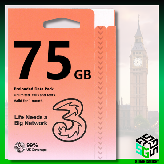 3UK Three 75GB UK and 70+ European countries and regions - 5G/4G/3G Internet Card Data Card Sim Card