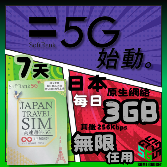 Softbank 日本原生卡 7日 - 日本原生網絡IP 數據 上網卡
