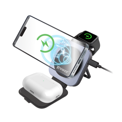 XPower 3合1 MagSafe 21W 無線充電座 WLM11QI2 - 全球最薄全港首款 QI2  - 香港行貨