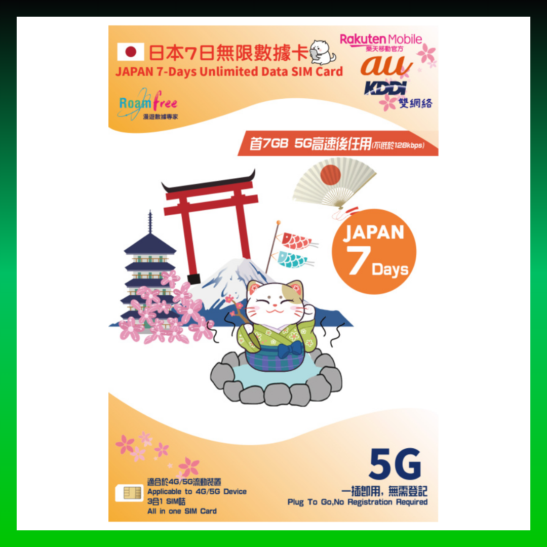 Roamfree x Rakuten Mobile 5G 日本雙網絡 無限上網數據卡