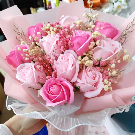 母親節限定｜雙色粉玫瑰 香梘花束 - 11枝
