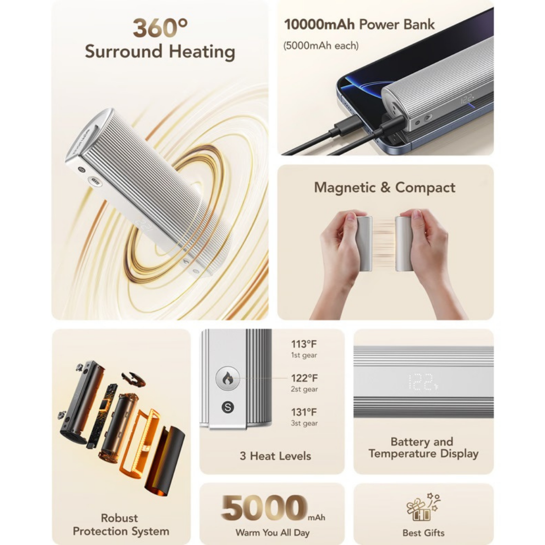 Morwie S1 360° 磁吸充電 暖手寶 5000mAh x 2