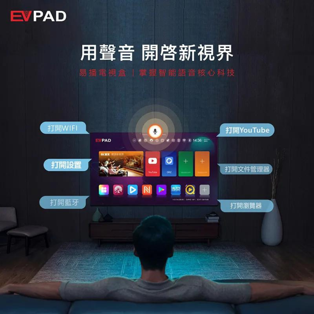 易播電視 - EVPAD 10P 第10代 電視盒子 旗艦 AI｜超高清8K｜易播盒子10代｜廣東話語音｜4 + 64 Wi-Fi 6｜香港行貨