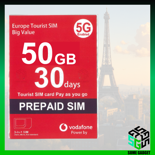 Vodafone 歐洲 30日 50GB 5G無限上網數據卡 - 覆蓋30個歐洲國家地區