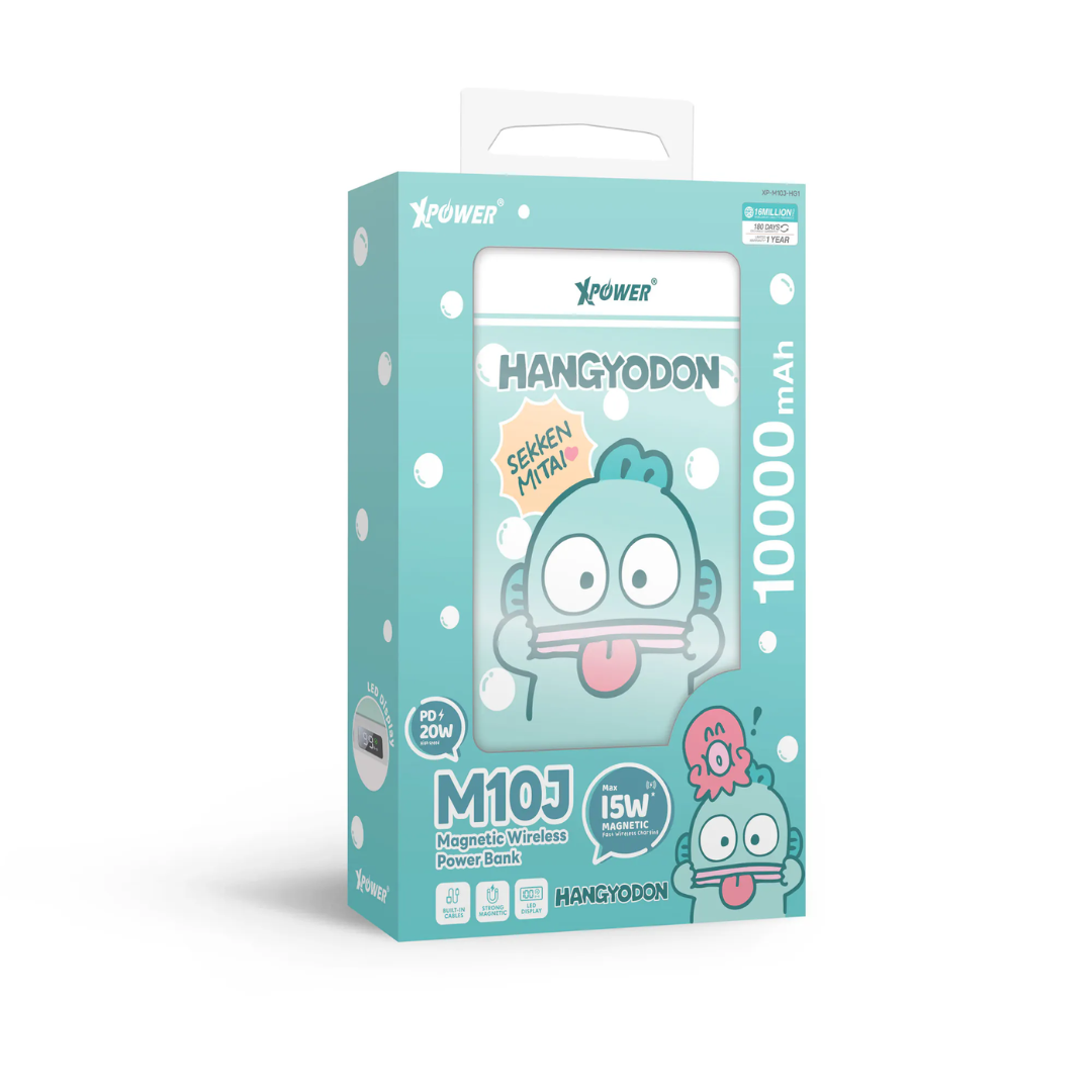 XPower x Sanrio HANGYODON 水怪人魚漢頓 10000mAh 5合1磁吸無線快充移動電源 M10J - 香港行貨