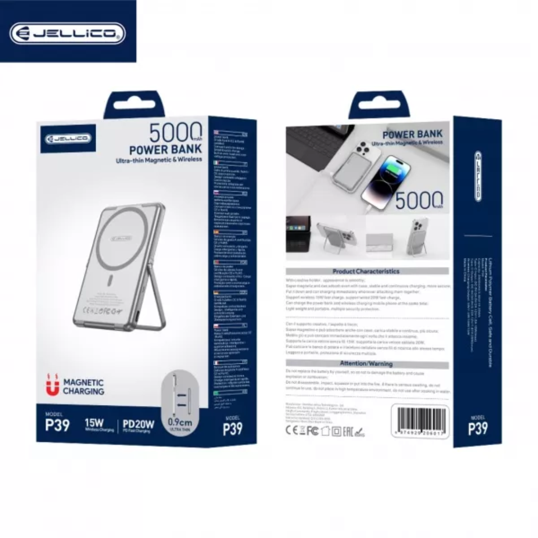 Jellico P39 5000mAh 無線充電 - 香港行貨 - 0.9cm厚度 一體化支架