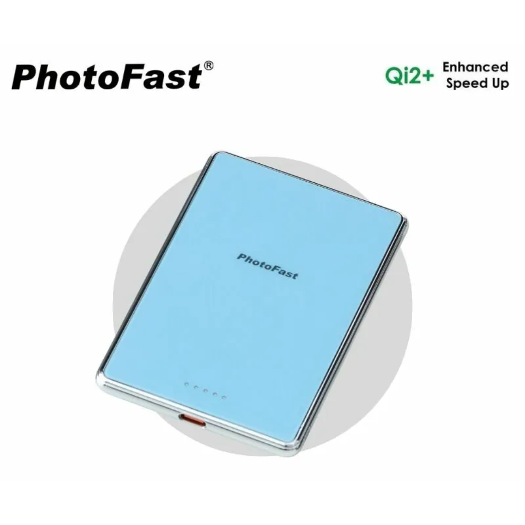 PhotoFast Mag Slim Qi2 磁吸無線行動電源 5000mAh｜極薄｜極快充｜鋼化玻璃主體